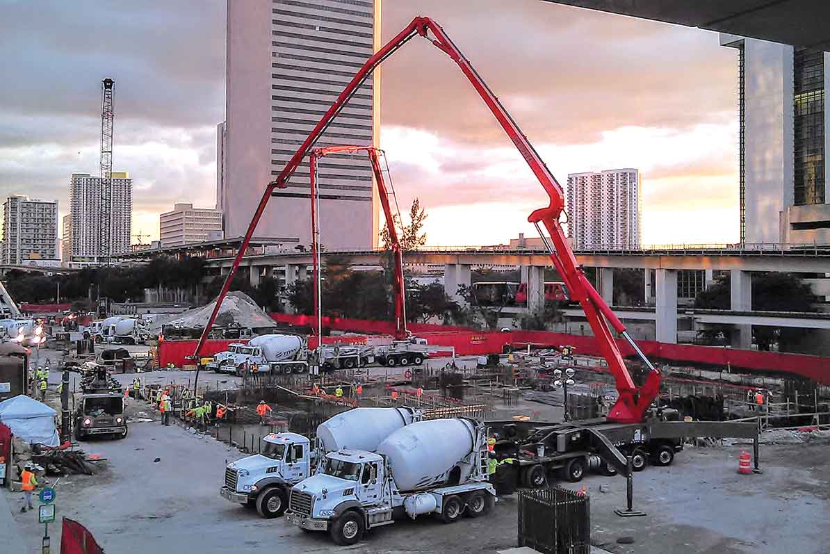 Massive pour keeps MiamiCentral on track for All Aboard Florida