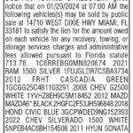 Notice of Public Sales, Miami Today Legals