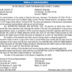 Notice of Administration, Miami Today Legals