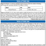 Notice of Public Sale, Miami Today Legals